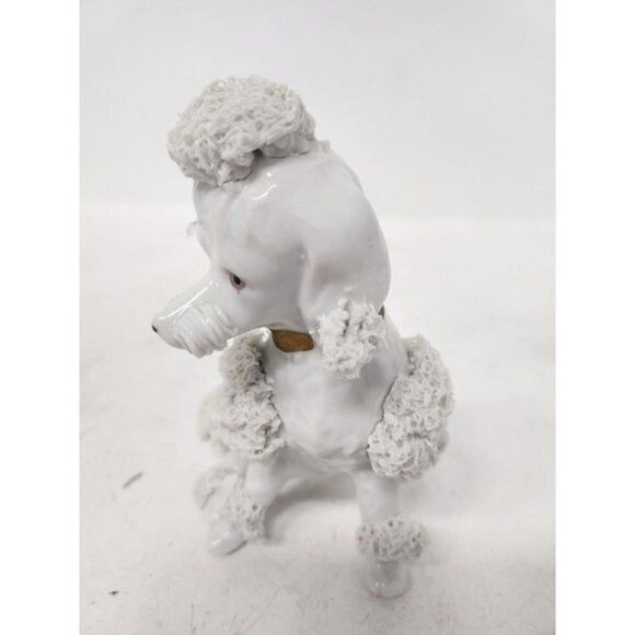 VTG 1950s Ceramic White Spaghetti Poodle Dog Figurine Japanese Rare Mid Century - Picture 4 of 10
